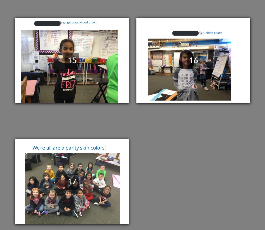 MsSerinaSota's tweet photo. Made our own “The Color of Us” books on @BookCreatorApp ! Students had a great time choosing their own color words to describe their own skin colors and appreciating everyone’s beauty. #bookcreator #thecolorsofus https://t.co/uYpa32Waf3
