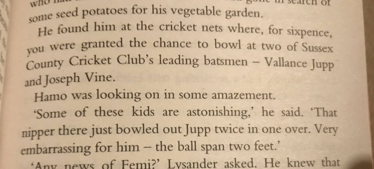 Incidental cricket references in literature #77. Lysander meets his uncle at the fair in Waiting for the Sunrise (William Boyd), p203