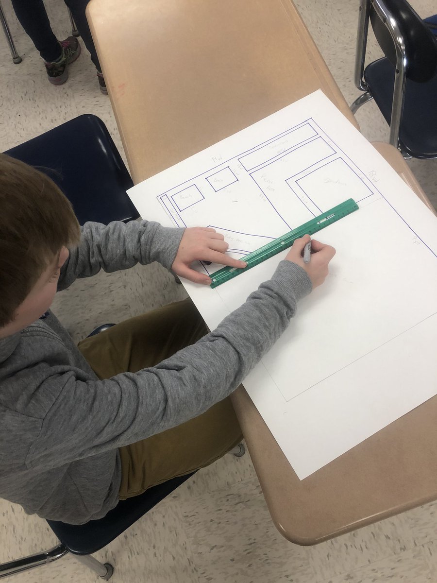 math_durant6's tweet photo. Students sketch blueprints of a playground design to scale. They incorporated different areas and perimeters of polygons they have been studying. https://t.co/G68GmKQv3N