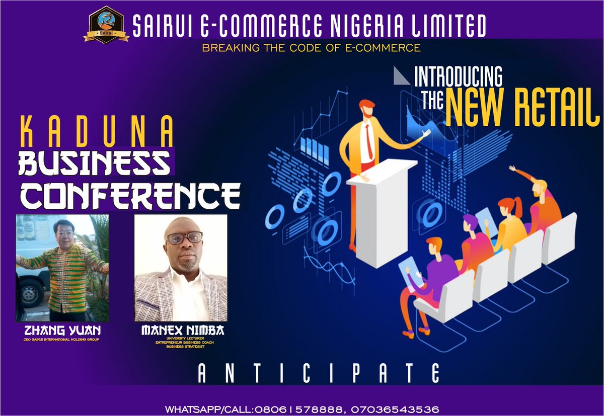 Oficial_Awesome's tweet photo. SAIRUI E-COMMERCE NIGERIA LIMITED
Kaduna Business Conference
#Awesome #AwesomeGraphics #AwesomeMedia #SoftcopyDesign #Sairui #Nigeria #Kaduna #Business #Conference #Anticipate #Retail #YIWC https://t.co/VNO00AGCvE