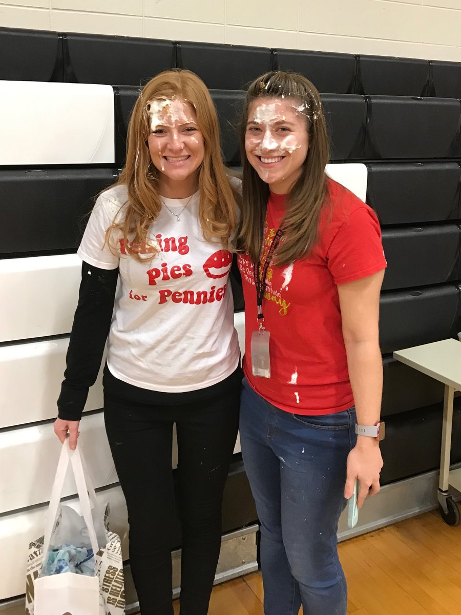 Thanks to <a href="/MissGianni27/">Ms Gianni</a> there was lots of whipped cream for Pie-A-Teacher Day!🐾#180BulldogBrags