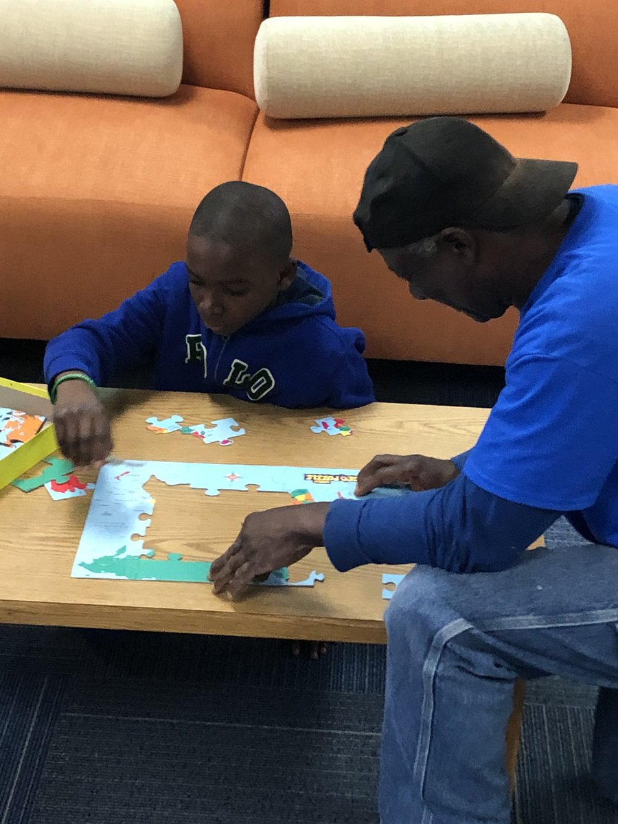 library_pizzazz's tweet photo. ❤️ this priceless moment when our dayporter stops in the library to work on a puzzle with a student @chpinckneyelem #cpemagic #buildingrelationships #betheone #bethewildcard @CCSDConnects https://t.co/lmob3CJfWc