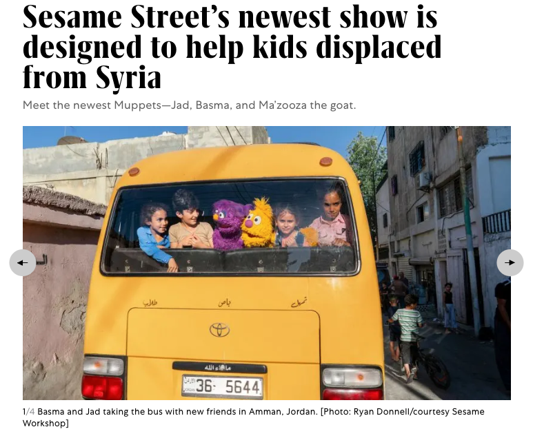 kids and muppets in a bus