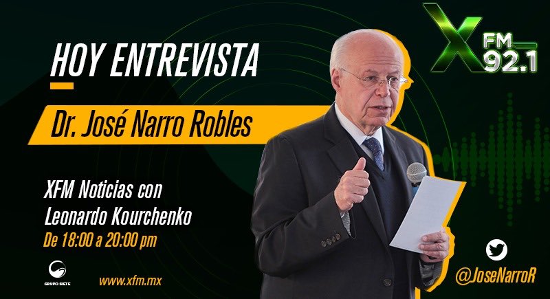Radio_XFM's tweet photo. Hoy en #XFMNoticias segunda emisión con @LKourchenko nos acompañará el Dr. José Narro Robles ( @JoseNarroR ).🎙 

Escucha la entrevista por https://t.co/CMRc7kcsOn 📻 https://t.co/nigJjV7m3V