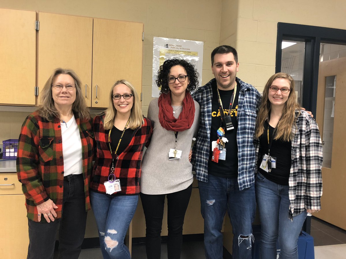 MrKoogle's tweet photo. We wanted to honor a hard working and dedicated special educator today. We deemed today Dress Like Claire Day! Who didn’t wear their flannel? That would be Claire! #Flannel #NationalClaireDay #SpecialEducation #Team https://t.co/aWn9wlYVfz