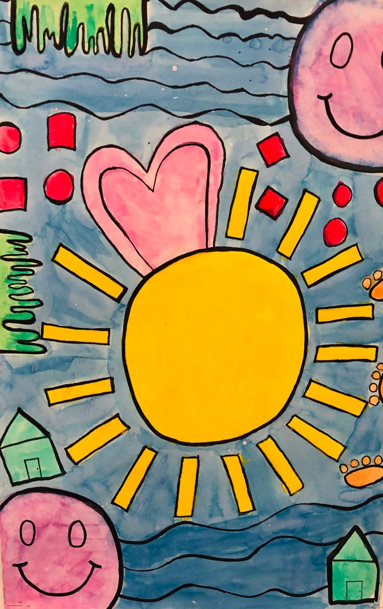GAartroom's tweet photo. 5th Grade abstract self portraits with “secret symbols”. Inspired by Hilma Af Klint! #greenacrespride #overlapping #repeating #enlarging https://t.co/gX7ggmy8jv
