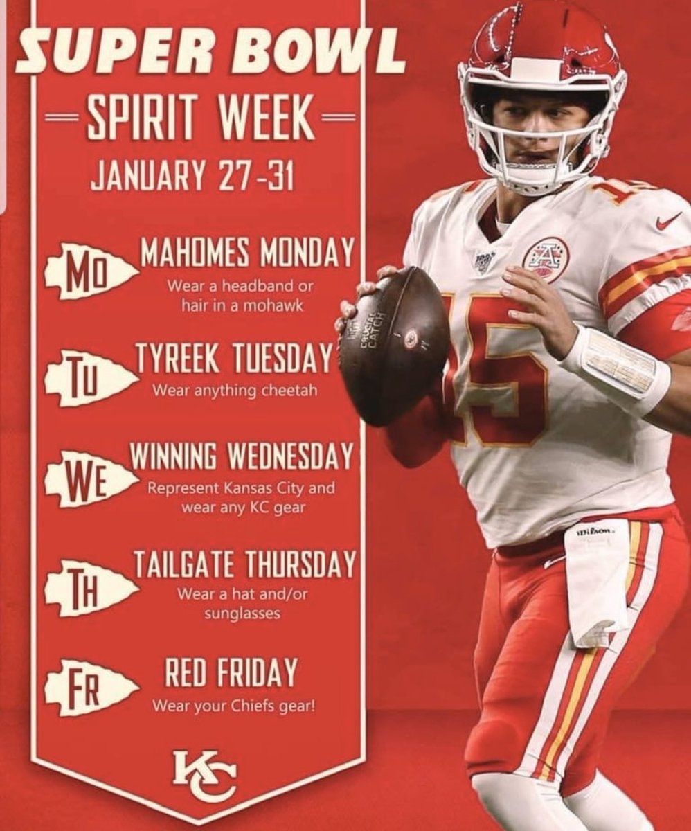 bwpluspatterson's tweet photo. Join us next week by getting in the KC CHIEFS spirit!🔥 https://t.co/kN9QaJBgr9