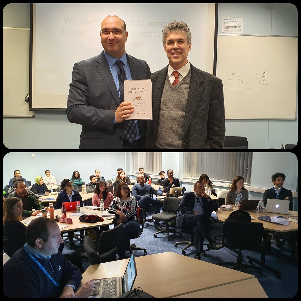 Inspiring Friday evening <a href="/CovLawSchool/">Coventry Law School</a> with the brilliant lecture by Tom Mueller (<a href="/tommuellerX/">Tom Mueller</a>) author of Crisis of Conscience (tommueller.co/crisis-of-cons…) on the importance of #whistleblowing.

<a href="/covcampus/">Coventry University</a> #crime #csr #business #corruption #fraud #Ethics