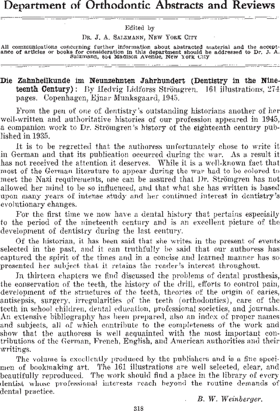 English introduction to reprinting of her history of 19th century dentistry (in German)