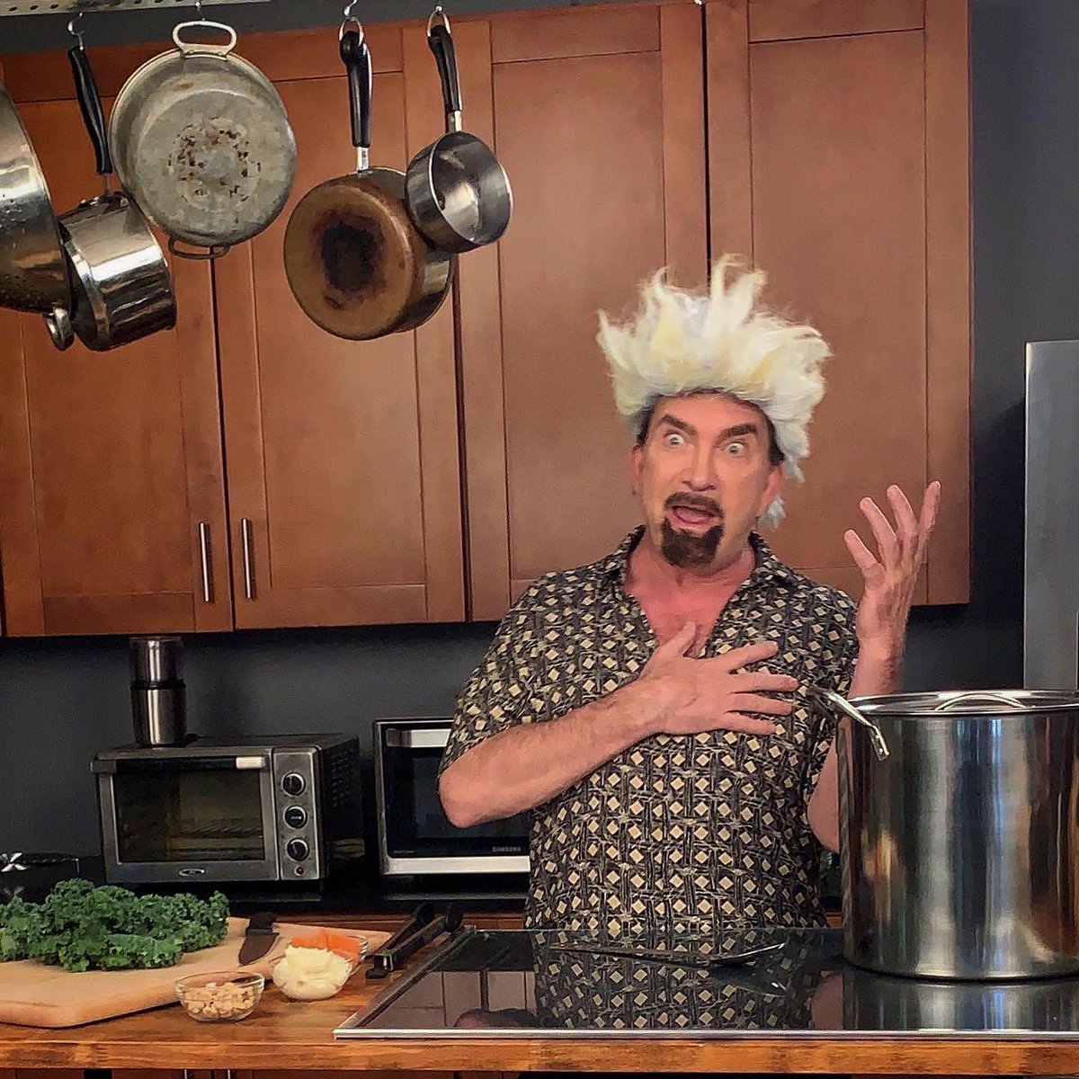 Sparksight's tweet photo. Remember Guy Fieri? 🔥 This is him now. 😳... Just kidding!

We're taking a trip to Flavortown while filming a server/seller alcohol training course - with comedy! 🤪
Our creative team put together a hilarious cast of characters to make this educational series light-hearted &amp; fun https://t.co/WzFPH3Axs1