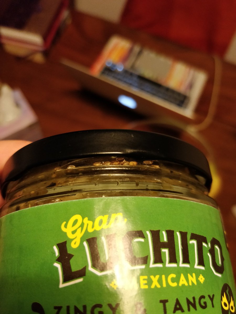 SaffiB's tweet photo. @Luchito_mexico and @Tesco I bought a jar of Tomatillo Salsa this week only to find dead weevils under the lid rim. Could not budge the lid to even try weevil sauce. Amends would be well received. #luchitomexico #tesco #weevil https://t.co/Z4aFgqezz2