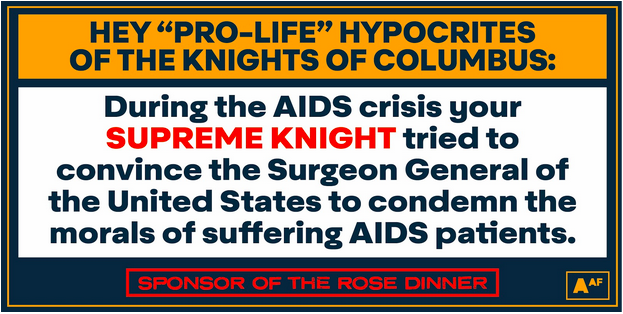 OSAUnmasked's tweet photo. Hey @KofC what's that about the sanctity of life again?  #RoeStaysYouGo #RoseDinner https://t.co/ZguOOyNWUG