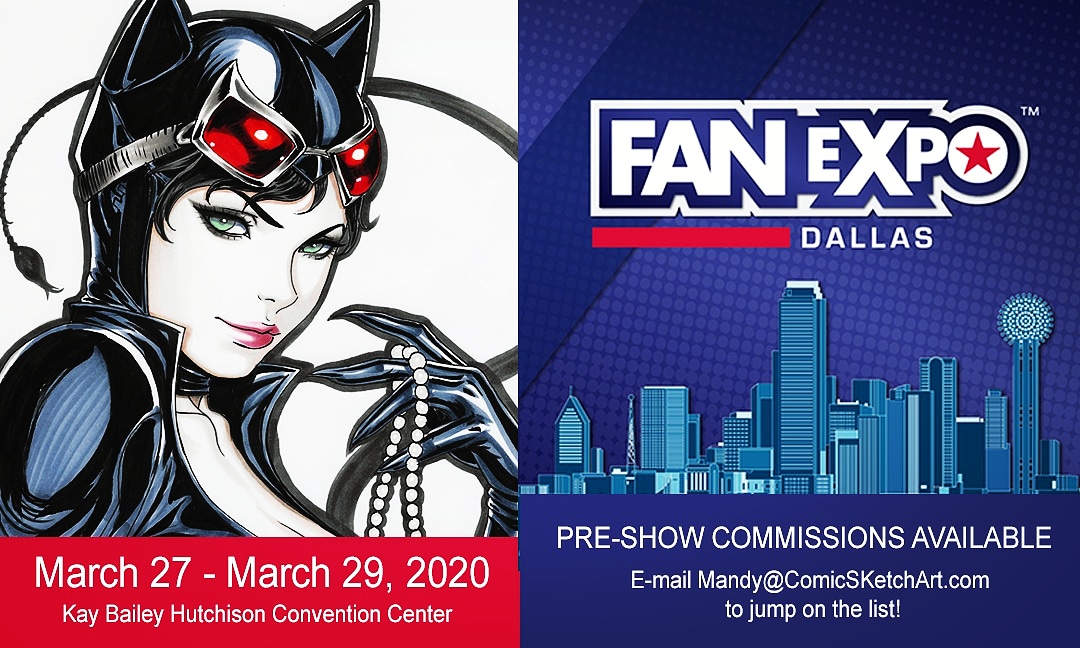 I'm so happy to announce that I'll be going to @FANEXPODallas ! 

I have limited slots available for this event. Blank covers & A4 Size available! Please email to mandy@comicsketchart.com or send a DM to @ComicSketchArt to get on the list now! 

#dallasfanexpo2020 #dallascomiccon