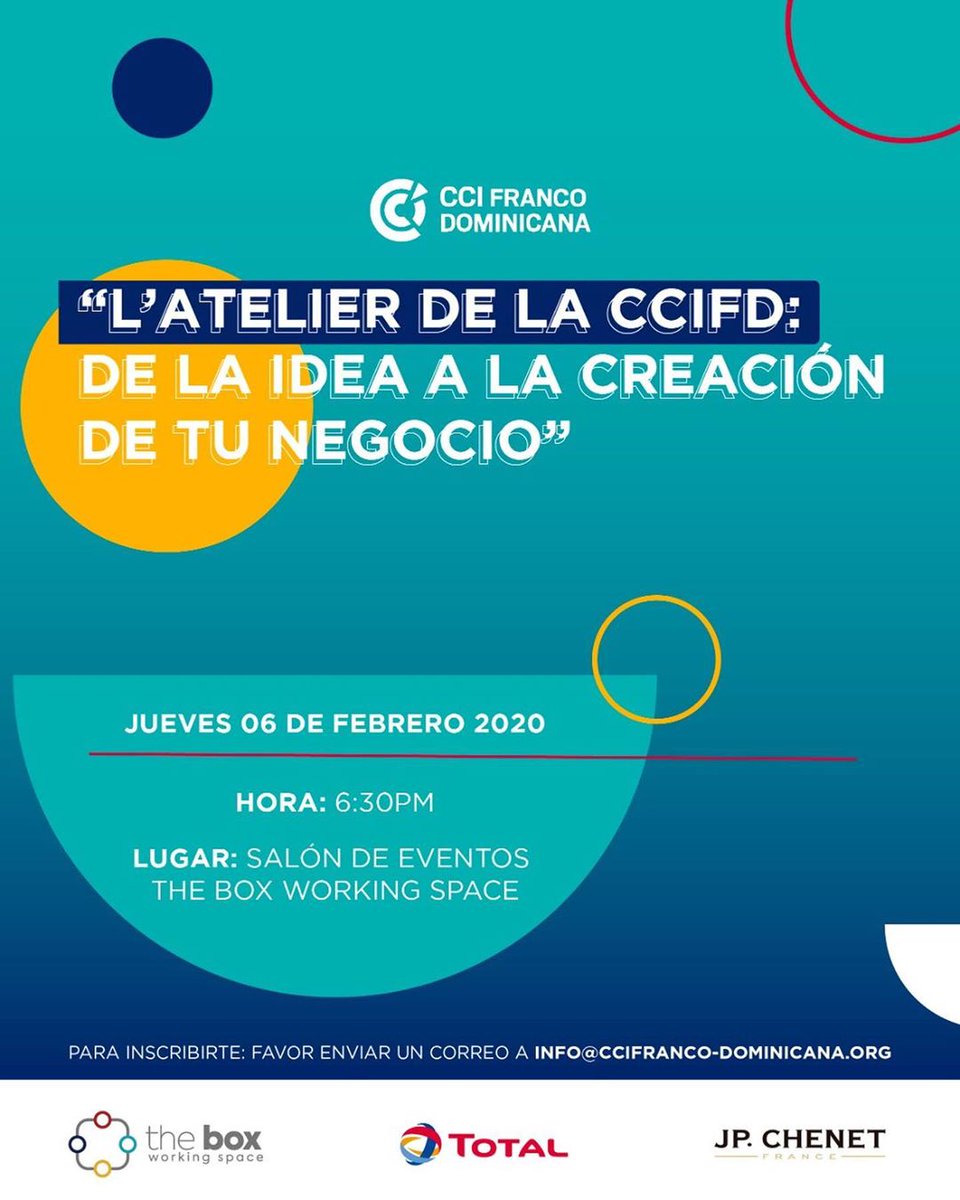 jpadvisors_do's tweet photo. Nuestra asociada #GiraldyBello estará participando en "L' atelier de la CCIFD: de la idea a la creación de tu negocio" que tendrá lugar el próximo jueves 6 de febrero a las 6:30 p.m. en el salón de eventos The Box Working Space. ¡Los esperamos! #JCP #Asociados #CCIFD @CCIFD https://t.co/TQwP3JsJVb