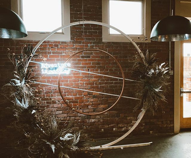 bettertogather's tweet photo. Hello Circle Arch! We sure love this beauty and enjoyed using it for something other than a ceremony arch. One copper ring, two pipes, and one neon sign later and we have a completely different look! The sign says "Adventure is Calling" and we believe th… https://t.co/5IKm1RfXRj https://t.co/4ZzCZnyMTd