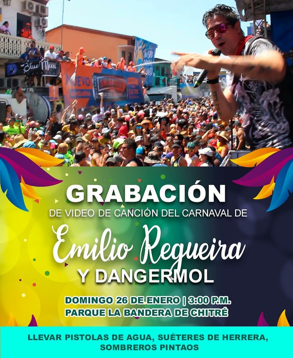 Chitreanos's tweet photo. @emilioregueiraperez ATENCION PUEBLO DE CHITRE.
ME DICE #dangermol
PARA LA FILMACION DEL VIDEO DE CARNAVAL ESTE DOM 26 ENERO.
LLEVAR ROPA DE CAMUFLAJE PARA LAS TOMAS CON PIROTECNIA.
POR LA PIFIA DEL ESCUADRON CHI3 Y POR LAS MECHA DE BOMBITA
PISTOLA DE AGUA,SUETER DE HERRERA https://t.co/sowpPN3th4