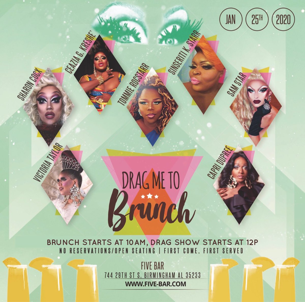CollidePride's tweet photo. TOMORROW, January 25th make sure you’re at @FIVEbirmingham for a great showcase!!! COLLIDE with Pride has partnered with the UAB AVRC to put on a Drag Brunch for tha kids, LOL!!! This is an all-star cast with some of Birmingham’s finest entertainers. Make sure you’re there! https://t.co/phrRKqJLgE