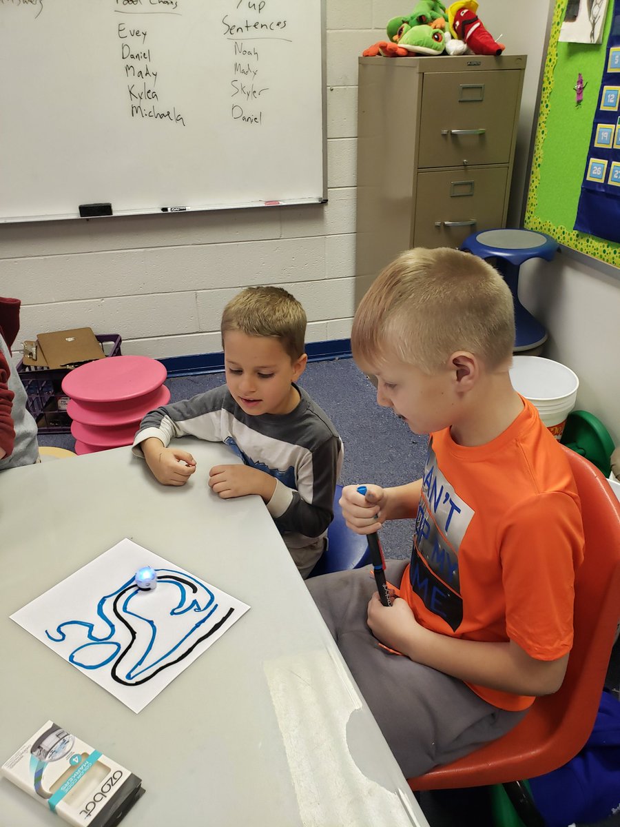 wsmithpes's tweet photo. We had so much fun the last two days teaching our book buddies from @stanaPES class how to code using @Ozobot #plainstigers https://t.co/KOlBGVq5Io