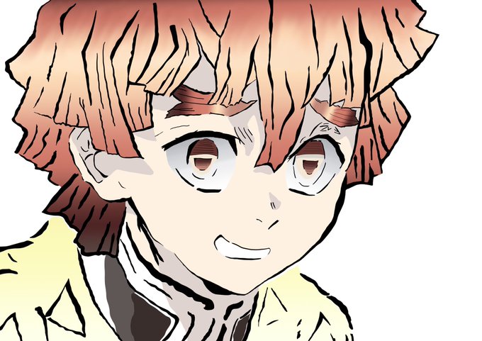 ちーにょさんがTwitterに投稿した我妻善逸(鬼滅の刃)のイラスト。