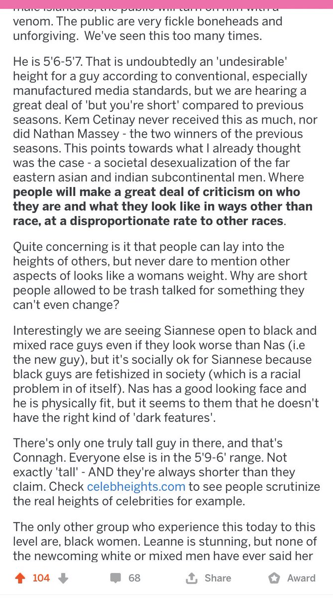 FLOTUK's tweet photo. Someone on Reddit made a post about the desexualisation of Nas on #LoveIsland. Really good points, he also drew comparisons between the experiences of Asian men and black women. Kind of embarrassing how other races have picked up on how it’s a win if we find ourselves desirable https://t.co/NVgoTodqNb
