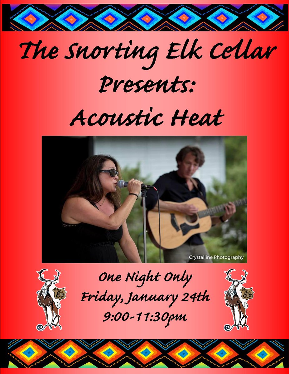 SnortingElk's tweet photo. We've got a trio of musical entertainment in the Snorting Elk this weekend starting with Acoustic Heat tonight from 9pm-11:30pm! They will be here for one night only so don't miss them, https://t.co/Vhdj6WI6Gn