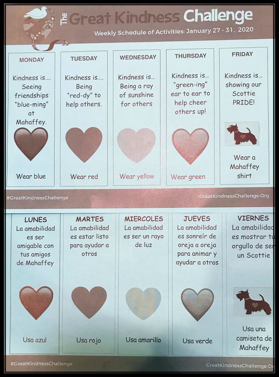 TaraCBuck's tweet photo. Can't wait to begin the Great Kindness Challenge on Monday! Kindness is... Seeing friendships "blue-ming" at @MahaffeyKISD #scottiescholars lay out your clothes for the week! @Vara1Ashley @kdicarlo1 @Treesha4 @LindseyMerrbach @MsElsySantana @BuckClass https://t.co/WR0BuQwA8E