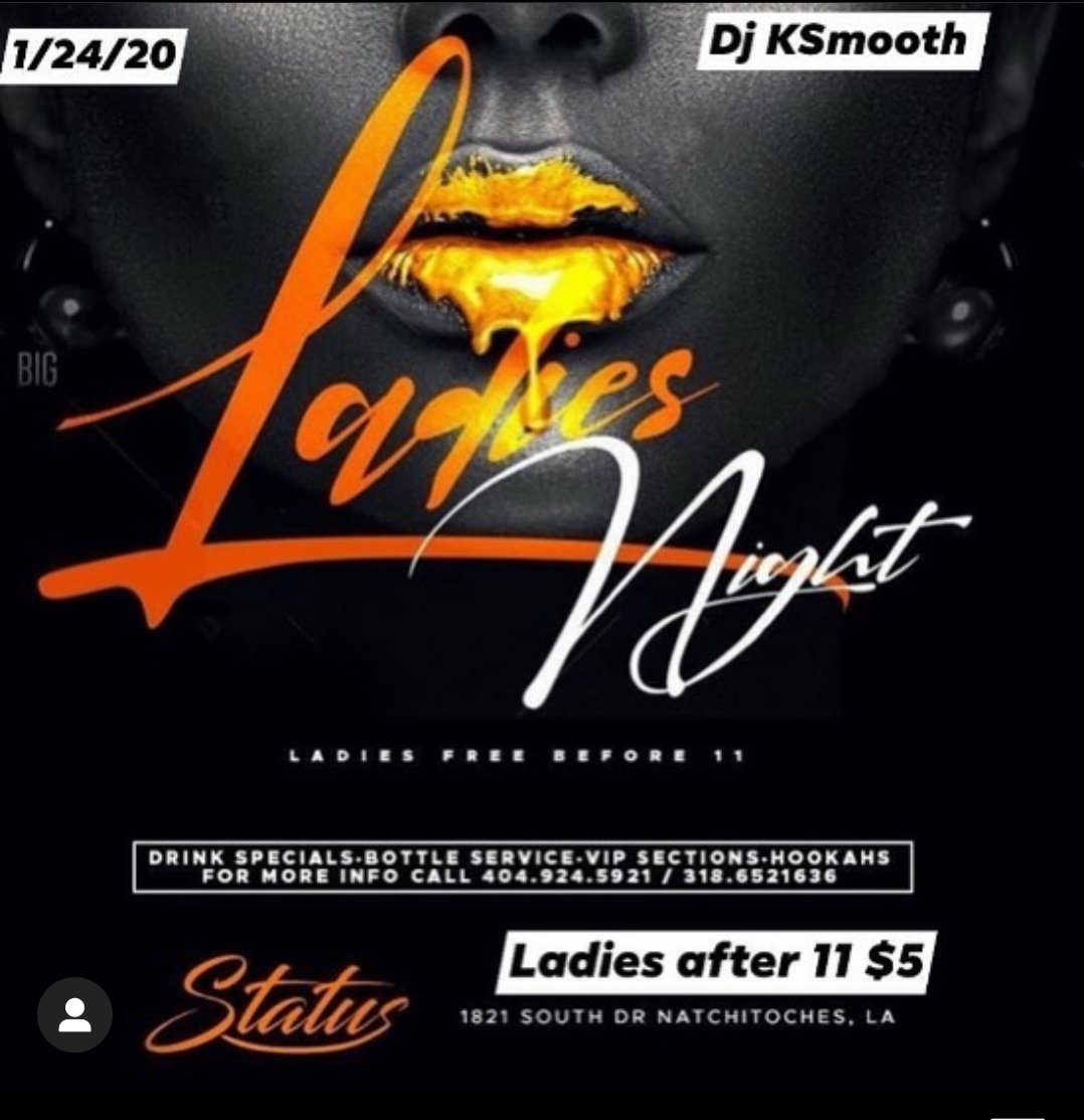 NsulaParty's tweet photo. Tonight Its Up at Club Status for Ladies Night with DJ K Smooth in the Mix! Don't Miss out on the Action Tonight! #Party #Nsula #ClubStatus https://t.co/8t6CSJyuzB