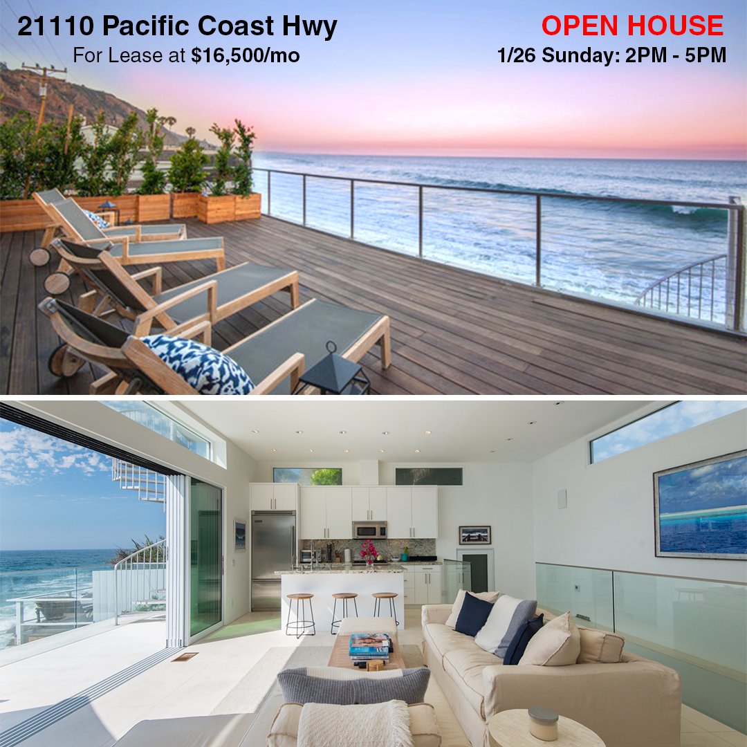 pritchettrapf's tweet photo. OPEN HOUSE!
Sun, 1/26: 2pm - 5pm

Chic Beachfront Resort-Like Home For Lease
21110 Pacific Coast Highway - $16,500/month
Listed by Bianca Torrence: (310) 736-5005
#malibu #maliburealestate #malibuhome #malibuhomes #maliburental #malibulease #pritchettrapf #pritchettrapfrealtors https://t.co/n134QjvDi1