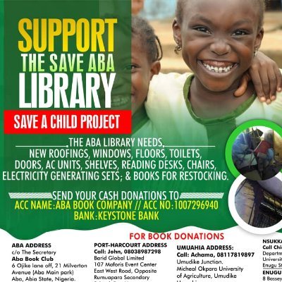 iSERVE2050's tweet photo. @chima_akunwata @Alaigbo_I Dr. Chima, thank you for your interest in Libraries.
#ObaAkwukwoUmuaka📚
#iGWEBUIKE #ALAIGBO🌴
#SaveAbaLibrary📚📓📚💡
#SaveAbaDivisionalLibrary
A Library is the heart, mind, soul of every sustainable community.
Donate books, cash, services & resources
Follow & DM @aba_book🙏 https://t.co/hFzXTFlEaA