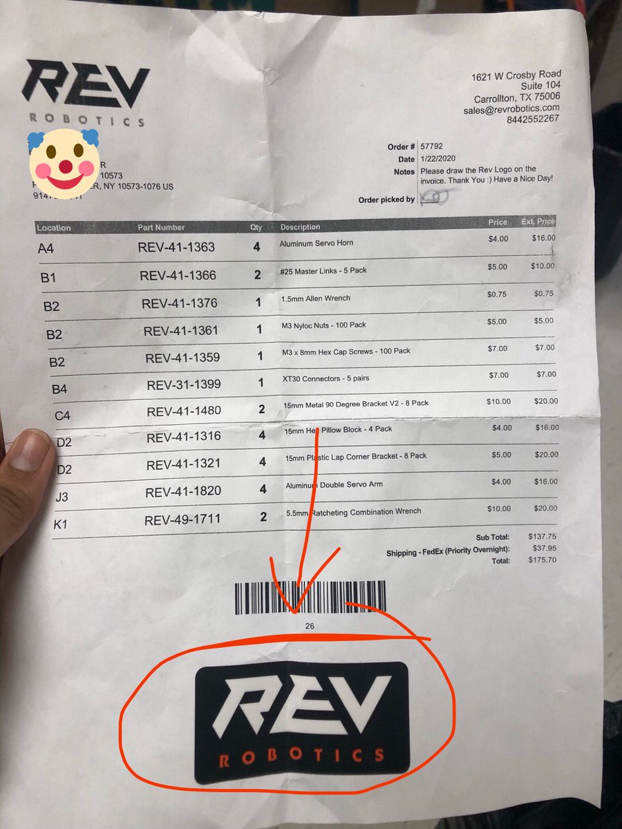 FTCJellyfish's tweet photo. hey @REVrobotics i think putting a sticker on instead of drawing the logo is cheating https://t.co/7H1O37XyGi