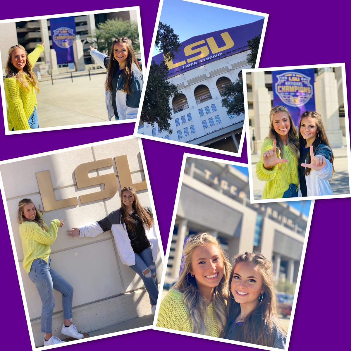 Sherihudson1013's tweet photo. first “official” visit because tailgating every year before this  doesn’t count 💜💛 #destinationLSU #GeauxTigers https://t.co/0SXUDZBdTt