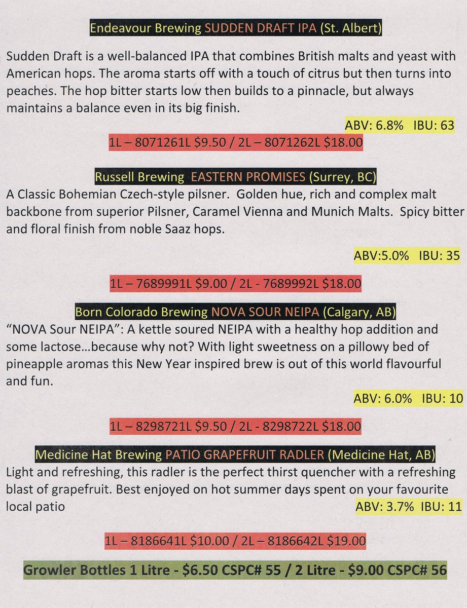 LPSpirits's tweet photo. #GrowlerBeersOnTap (#GBOT) UPDATE!
Check out the 3 latest additions:
@Endeavour_Beer #SuddenDraft #IPA
@Russell_Beer #EasternPromises #Pilsner
@BornColoBrewing #Nova #Sour #NEIPA
Drop on by, sample & fill up!
#AlbertaCraftBeer #ABCraftBeer
#BCCraftBeer
#ShopStAlbert #ShopLocal https://t.co/Bv2ZczEzAu