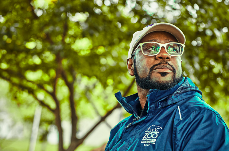 Schell in the field collecting data.