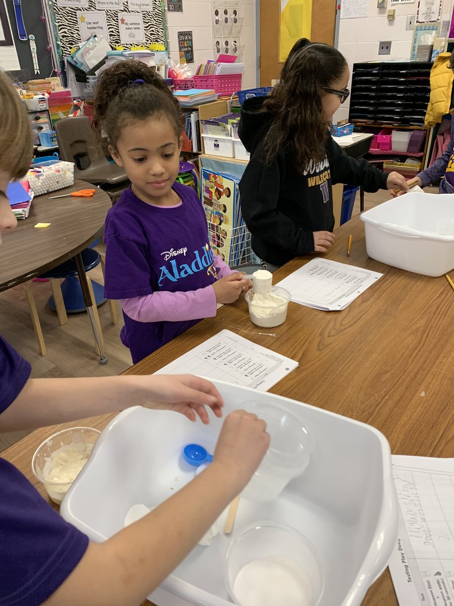 DAngelillo's tweet photo. Engineers getting busy testing ingredients for play dough to determine what happens when they are mixed together.  We are gearing up to make our high-quality play-dough! #parkavepride https://t.co/dqiGMkQemC