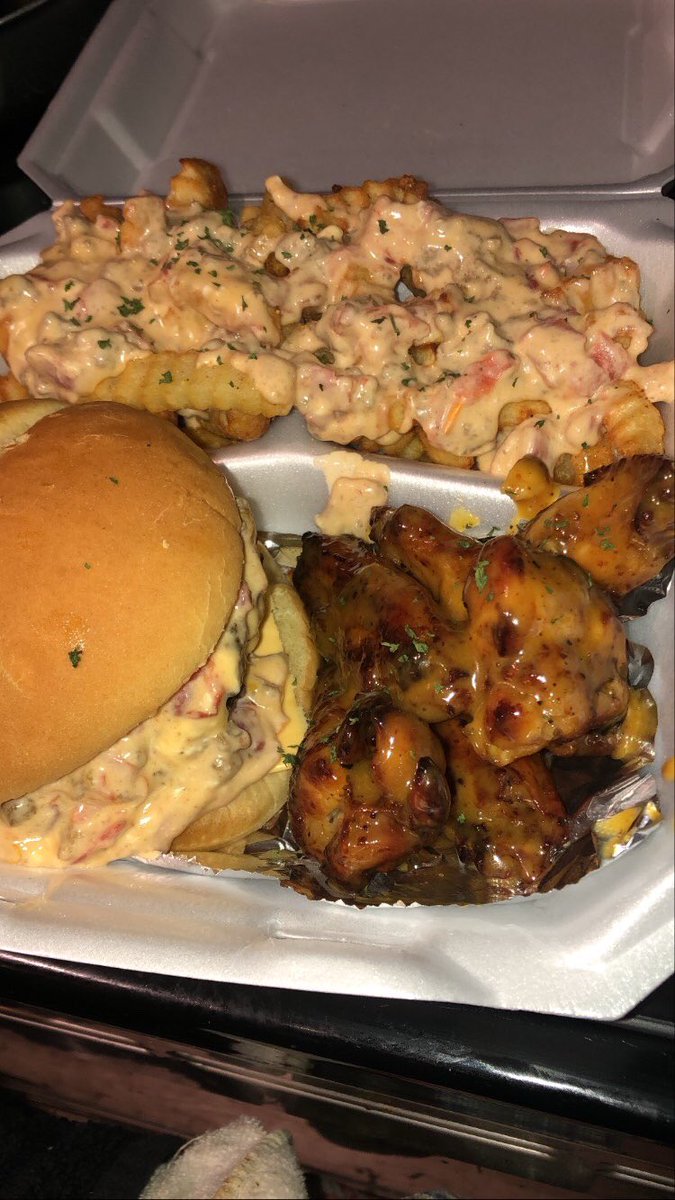 trap_chef_'s tweet photo. Another Rotel burger combo.. they asked for it so I provided it 
#trapchef #traptreats #stuffedburger #lemonpeppercheesefries 
#yeawitdayeawings #wings #blackownedbusiness #dfw #dallas #fortworth #enTRAPreneur #Airfryers #nuwave #Nogrease #explorepage #catering https://t.co/cvIhEDtXvK