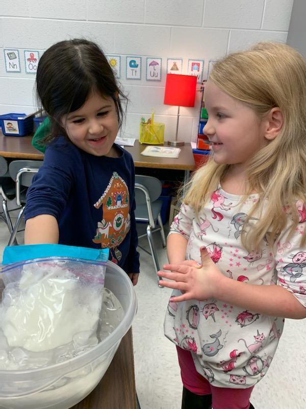 CarmelElem's tweet photo. Carmel Kindergarteners investigated how animals in the Tundra stay warm this week. The Tundra is one of 5 biomes they are learning about this nine weeks. How long could you keep your hand in icy water? #coltsinaction #wearecarmel #kindergarten https://t.co/LXKiTu9myW
