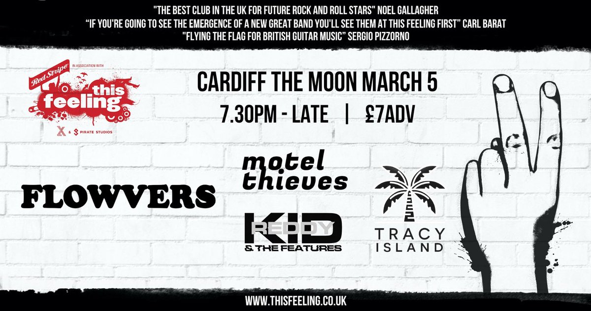 #JustAnnounced @motelthievesuk <a href="/kidreddymusic/">Kid Reddy</a> Tracy Island join <a href="/FLOWVERSS/">FLOWVERS</a> Cardiff <a href="/TheMoonCardiff/">The Moon Cardiff 🎟️SUPPORT YR LOCAL MUSIC VENUE</a> March 5

Tix: thisfeeling.co.uk