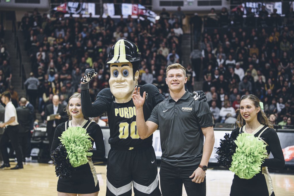 PurdueBaseball's tweet photo. Congrats to @trentjohnson__8! 

Trent was recognized as the Student-Athlete of the Game at tonight’s @BoilerBall game for his outstanding performance on the field and in the classroom as well as his service to the community. #BoilerUp https://t.co/zuM6hyiC2x