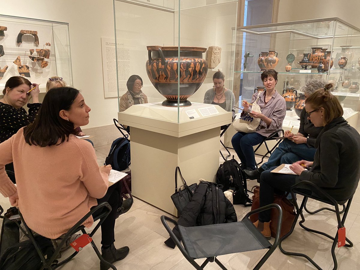 bnunesTeach's tweet photo. Preparing for upcoming field trip! 5th grade @The_School teachers taking time to study and preview the #Greek gallery @metmuseum #learningbeyondclassroom https://t.co/hRQ2PTv8zN