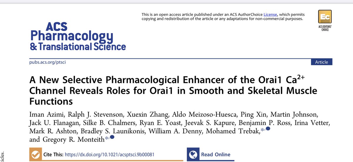 Greg Monteith (@gregrmont) on Twitter photo “A New Selective Pharmacological Enhancer of the Orai1 Ca2+ Channel Reveals Roles for Orai1 in Smooth and Skeletal Muscle Functions” is online at pubs.acs.org/doi/full/10.10… and is open access as part of the ACS Editors' Choice.
<a href="/TrebakM/">Trebak Lab</a> <a href="/BradleyLauniko1/">Bradley Launikonis</a> @ImanAzimiUTAS “A New Selective Pharmacological Enhancer of the Orai1 Ca2+ Channel Reveals Roles for Orai1 in Smooth and Skeletal Muscle Functions” is online at pubs.acs.org/doi/full/10.10… and is open access as part of the ACS Editors' Choice.
<a href="/TrebakM/">Trebak Lab</a> <a href="/BradleyLauniko1/">Bradley Launikonis</a> @ImanAzimiUTAS