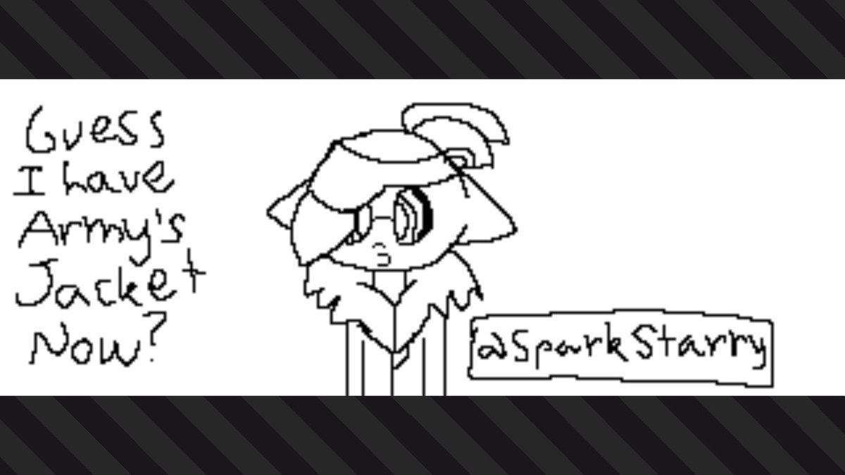 SparkStarry's tweet photo. i guess i have army's jacket now? #Splatoon2 #NintendoSwitch https://t.co/Sau3bUSOYT