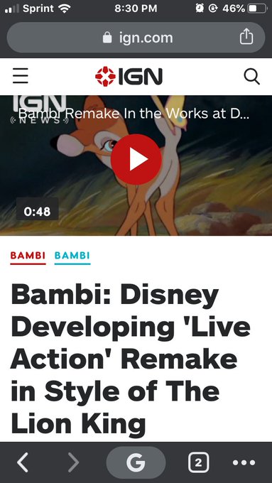 What y&rsquo;all think ? 🤔 personally I don&rsquo;t mind the remakes 🤷🏻&zwj;♂️ #DisneyRemakes #Bambi -newscredit @IGN<a href="/tag/bambi"class="tags"><span>#bambi</span></a><a href="/tag/disneyremakes"class="tags"><span>#disneyremakes</span></a>