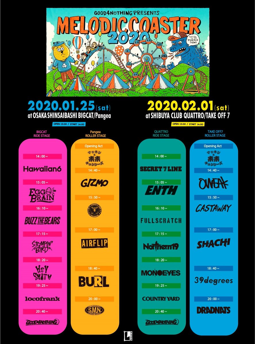 eggbrain_kobe's tweet photo. Hi🌞今日のライブはこちら❗
GOOD4NOTHING presents
- MELODIC COASTER 2020 -in大阪
@心斎橋BIGCAT/心斎橋Pangea
EGG BRAINは"BIGCAT RIDE STAGE"15:05~です🎢
物販は開場後行います❗
#EGGBRAIN
#GOOD4NOTHING
#MELODICCOASTER https://t.co/OAPRyQt1LS