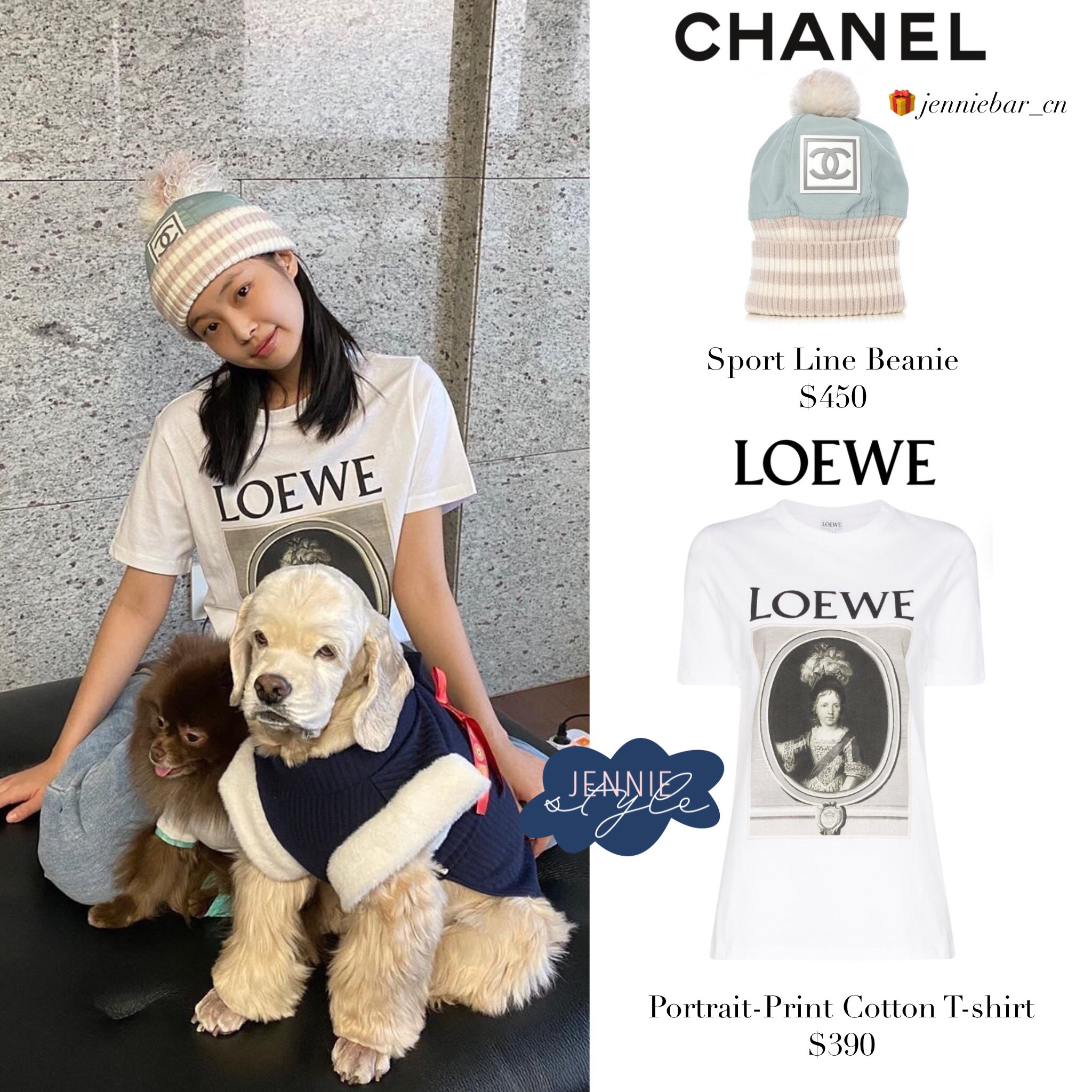 Jennie Lookbook Jennierubyjane Ig Update 0125 Chanel Sport Line Beanie 450 Jenniebar Cn Loewe Portrait Print Cotton T Shirt 390 Jennie Jenniekim Blackpink Blackpinkfashion Blackpinkstyle Jenniefashion Jenniestyle