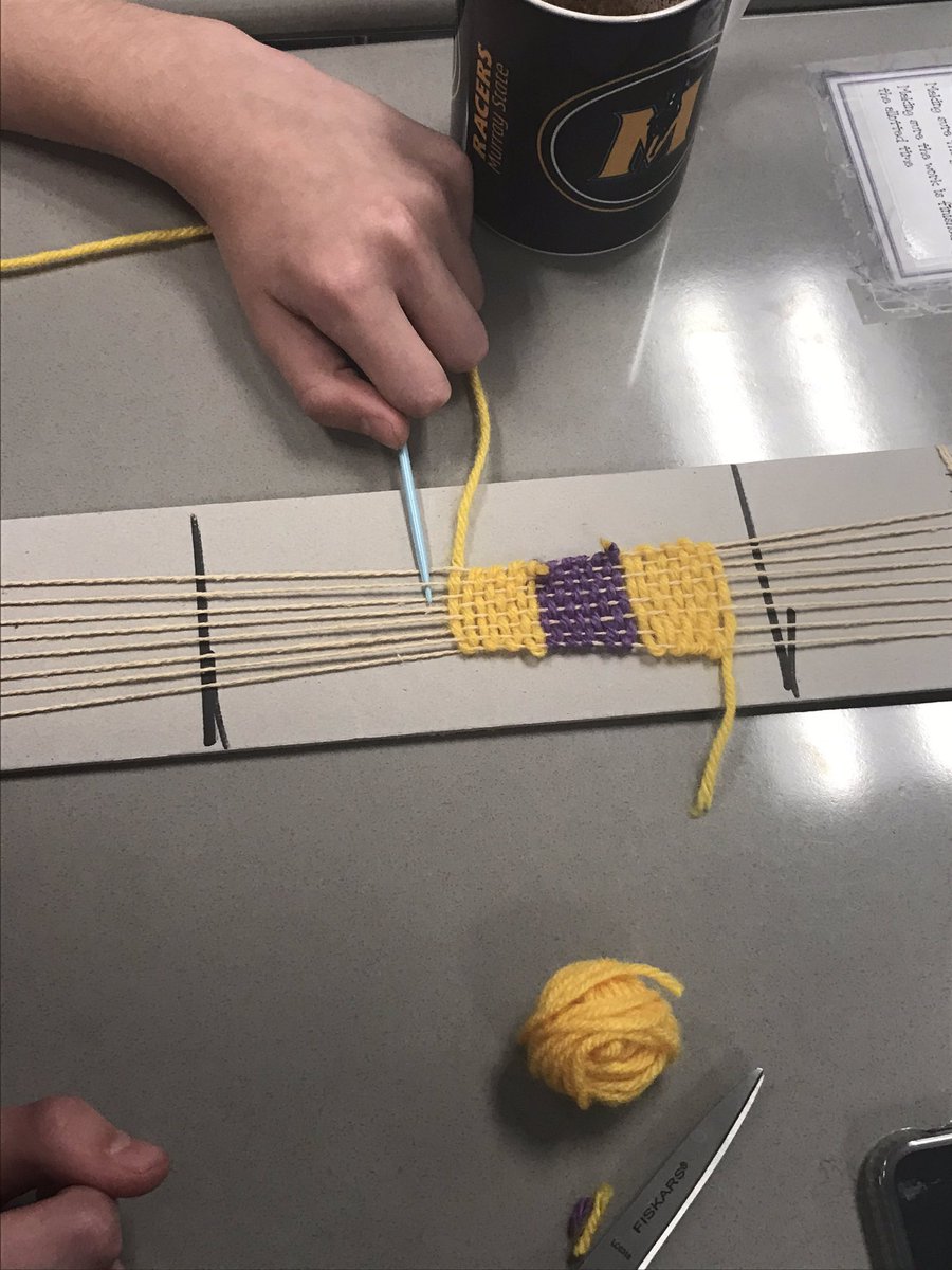 realDBrannon's tweet photo. This months 🇺🇸History Club🇺🇸 involved an extension of the industrial revolution. Students played a game on interchangeable parts. Students then learned how to create bookmarks like old textiles were made before mills were invented! #SocStud #RFHistoryClub https://t.co/1viw1JeKrr