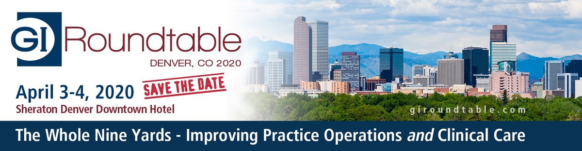 Celebrate 10th GI Roundtable w us. Keynotes: AHA Chair Rod Hochman (innovative practice partnerships, value-based contracting) & past-BCBS CEO Dr. Pat Conway (healthcare reform). Networking, exchange ideas, good fun! New Denver location, easy in/out. See giroundtable.com