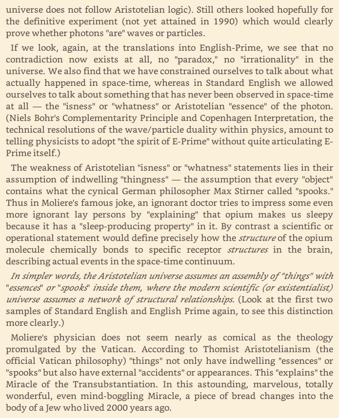 <a href="/bradhenderson1/">Brad Henderson</a> You might wish to consider English Prime, I'll leave elaborating on why to Robert Anton Wilson, see attached images, albeit with an addendum: It comes back to the fact that (A ≅ ¬B) <-> (B ≅ ¬A) doesn't NOT fail[≠'doesn't hold'!] in formal constructivist logic.