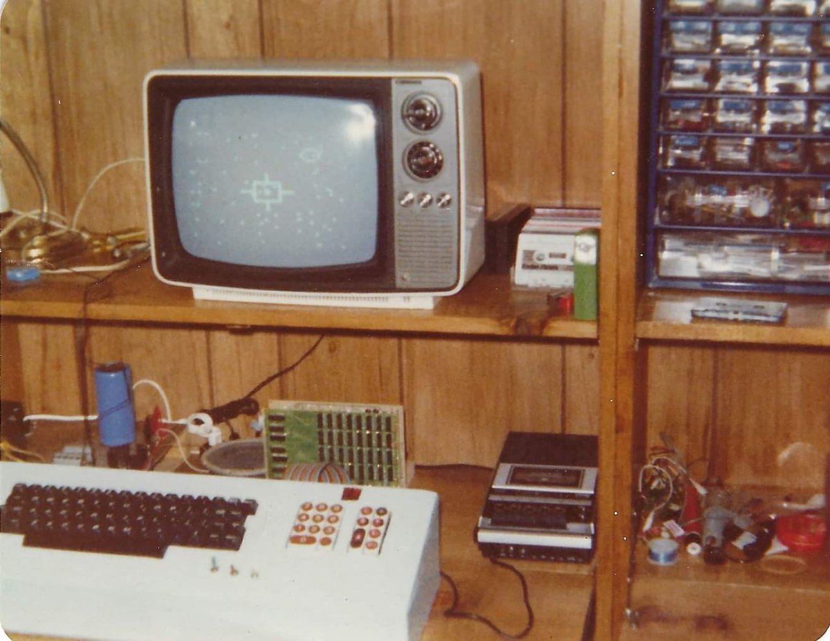 buckdk's tweet photo. Vintage 1979. My first computer was a hand built 1802 system with 8 1/4 KB of memory and 64 x 64 black and white display. https://t.co/7pRPiXIS4Q