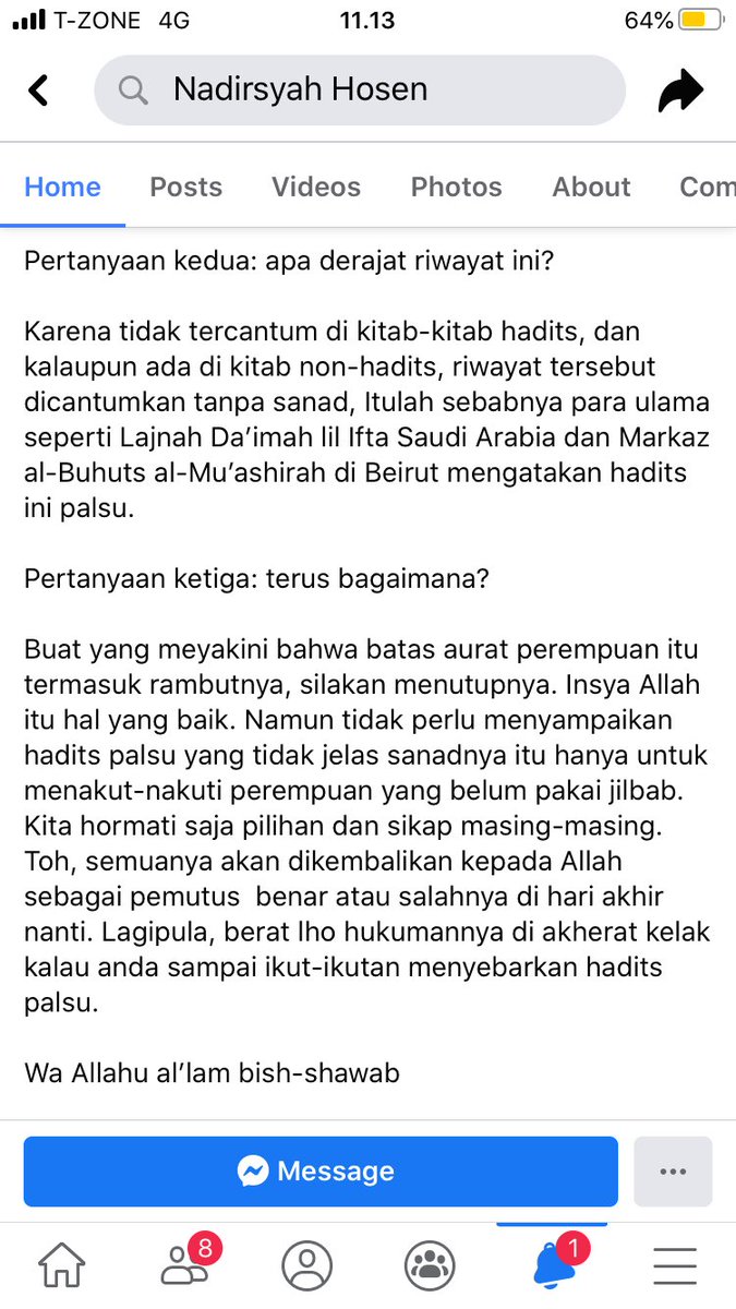 Catatan ciamik Gus ⁦<a href="/na_dirs/">Nadirsyah Hosen</a>⁩ perihal hadit palsu ttg siksaan buat perempuan yg kelihatan rambutnya.