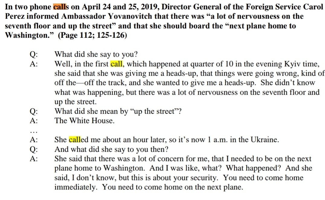 House Intelligence Committee transcript of the testimony of Maria Yovanovitch 1 am call: You need to come home on the next plane.This is about your security